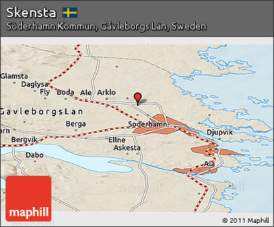 Shaded Relief Panoramic Map of Skensta