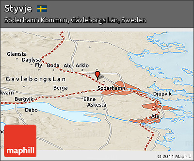 Shaded Relief Panoramic Map of Styvje