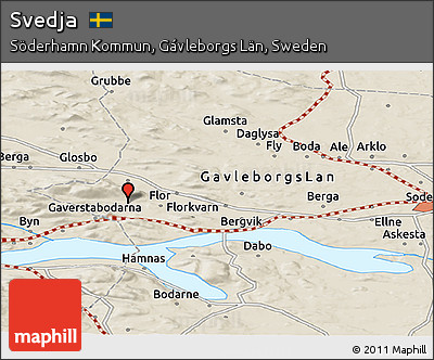 Shaded Relief Panoramic Map of Svedja