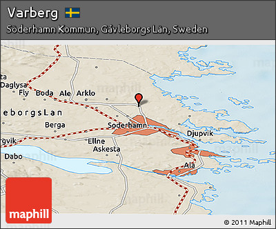 Shaded Relief Panoramic Map of Varberg
