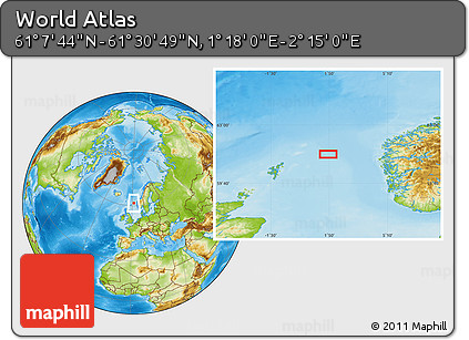Physical Location Map of the Area around 61° 19' 16" N, 1° 46' 29" E