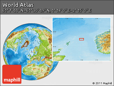 Physical Location Map of the Area around 61° 19' 16" N, 1° 46' 29" E