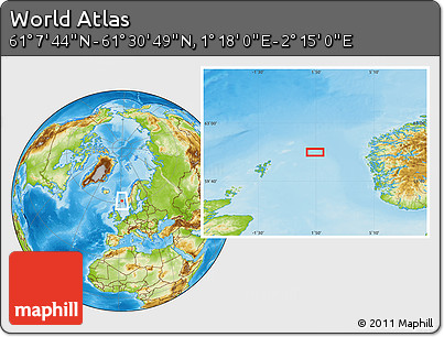 Physical Location Map of the Area around 61° 19' 16" N, 1° 46' 29" E
