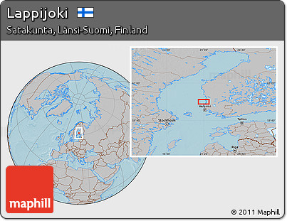 Gray Location Map of Lappijoki, hill shading