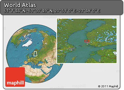 Satellite Location Map of the Area around 61° 19' 16" N, 21° 19' 30" E
