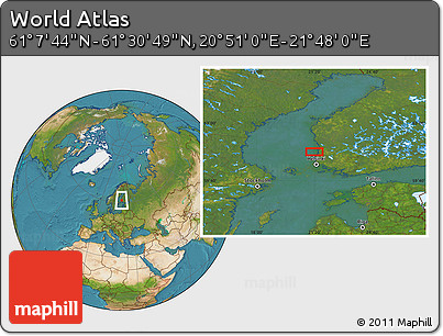 Satellite Location Map of the Area around 61° 19' 16" N, 21° 19' 30" E