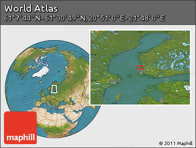 Satellite Location Map of the Area around 61° 19' 16" N, 21° 19' 30" E