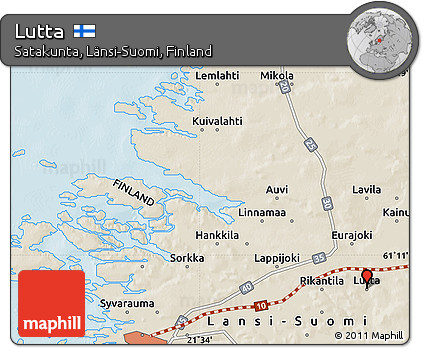 Shaded Relief Map of Lutta