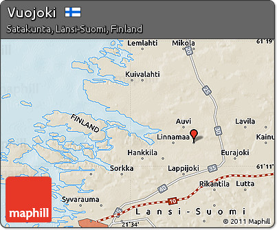 Shaded Relief Map of Vuojoki
