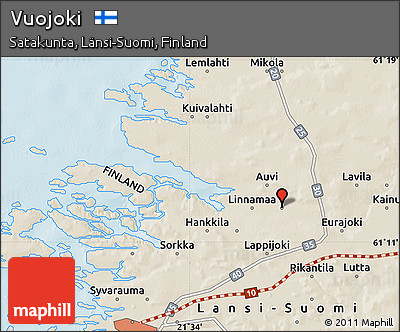 Shaded Relief Map of Vuojoki