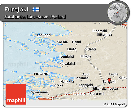 Shaded Relief Panoramic Map of Eurajoki