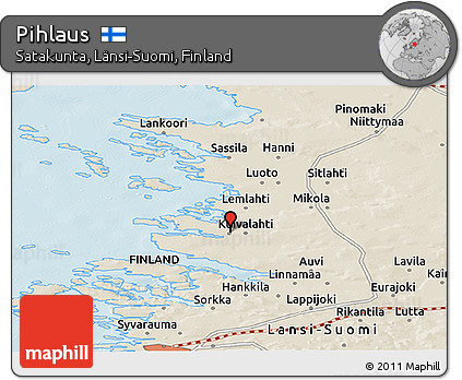 Shaded Relief Panoramic Map of Pihlaus