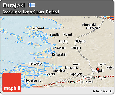 Shaded Relief Panoramic Map of Eurajoki