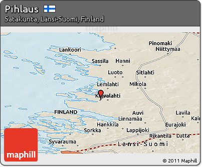 Shaded Relief Panoramic Map of Pihlaus