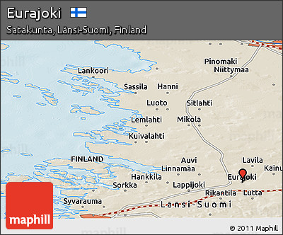 Shaded Relief Panoramic Map of Eurajoki