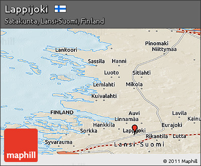 Shaded Relief Panoramic Map of Lappijoki