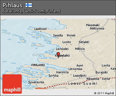 Shaded Relief Panoramic Map of Pihlaus