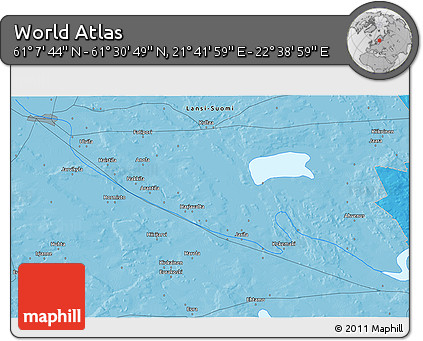 Political 3D Map of the Area around 61° 19' 16" N, 22° 10' 29" E