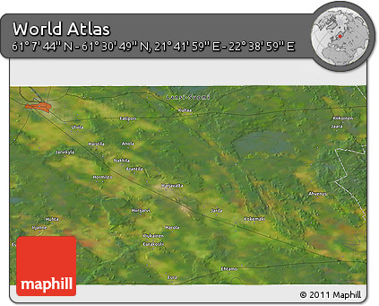 Satellite 3D Map of the Area around 61° 19' 16" N, 22° 10' 29" E