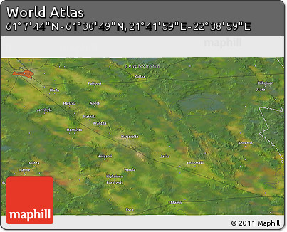 Satellite 3D Map of the Area around 61° 19' 16" N, 22° 10' 29" E