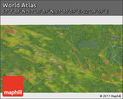Satellite 3D Map of the Area around 61° 19' 16" N, 22° 10' 29" E