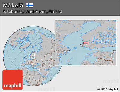 Gray Location Map of Mäkelä, hill shading