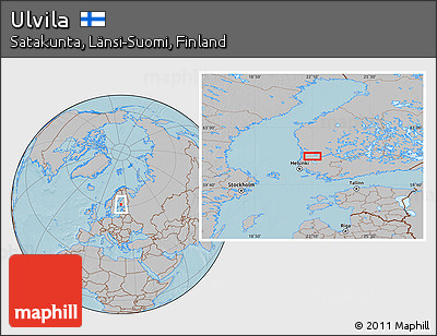 Gray Location Map of Ulvila, hill shading