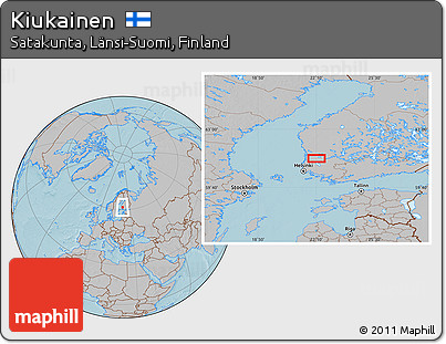 Gray Location Map of Kiukainen, hill shading