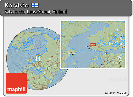 Savanna Style Location Map of Koivisto, hill shading