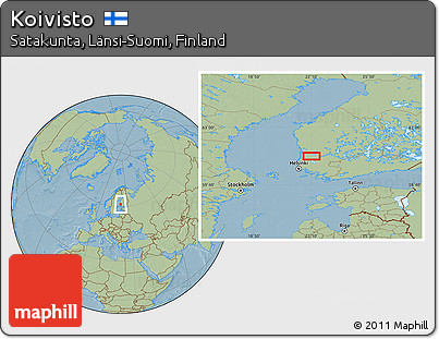 Savanna Style Location Map of Koivisto, hill shading