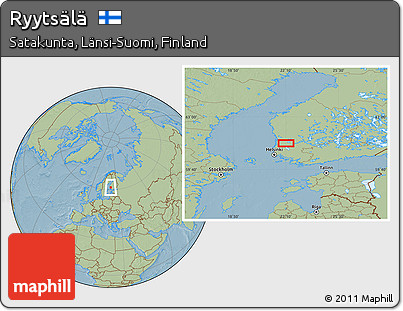 Savanna Style Location Map of Ryytsälä, hill shading