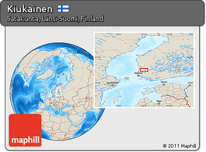 Shaded Relief Location Map of Kiukainen