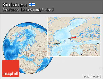 Shaded Relief Location Map of Kiukainen