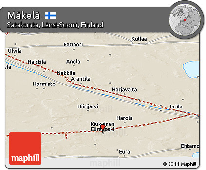 Shaded Relief Panoramic Map of Mäkelä
