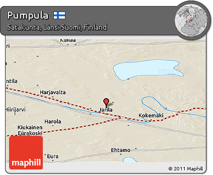 Shaded Relief Panoramic Map of Pumpula