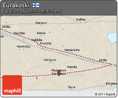 Shaded Relief Panoramic Map of Eurakoski