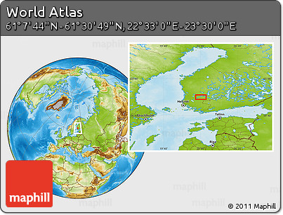 Physical Location Map of the Area around 61° 19' 16" N, 23° 1' 29" E