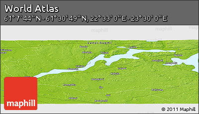 Physical Panoramic Map of the Area around 61° 19' 16" N, 23° 1' 29" E