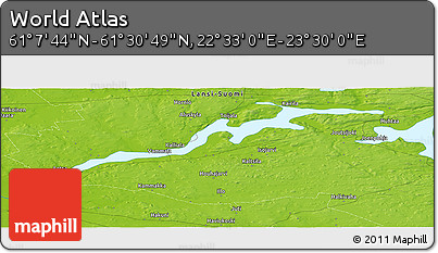 Physical Panoramic Map of the Area around 61° 19' 16" N, 23° 1' 29" E