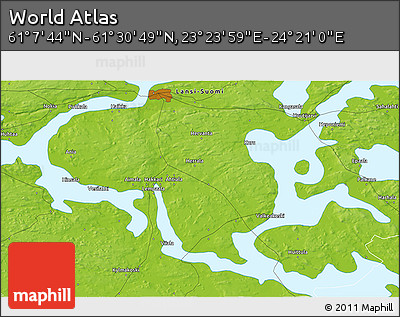 Physical 3D Map of the Area around 61° 19' 16" N, 23° 52' 30" E