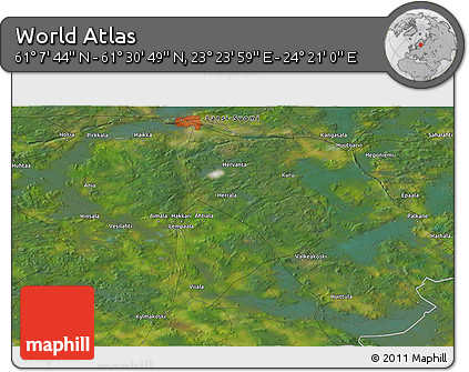 Satellite 3D Map of the Area around 61° 19' 16" N, 23° 52' 30" E