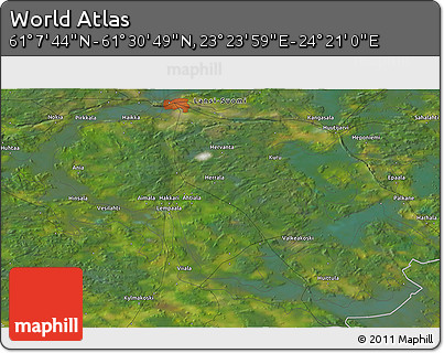 Satellite 3D Map of the Area around 61° 19' 16" N, 23° 52' 30" E