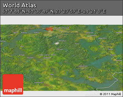 Satellite 3D Map of the Area around 61° 19' 16" N, 23° 52' 30" E