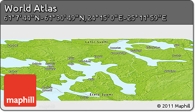 Physical Panoramic Map of the Area around 61° 19' 16" N, 24° 43' 30" E