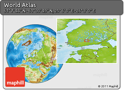 Physical Location Map of the Area around 61° 19' 16" N, 25° 34' 30" E