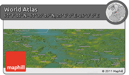 Satellite Panoramic Map of the Area around 61° 19' 16" N, 25° 34' 30" E