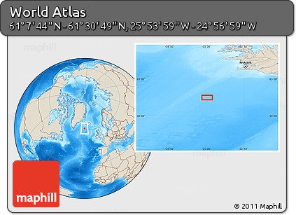Shaded Relief Location Map of the Area around 61° 19' 16" N, 25° 25' 29" W