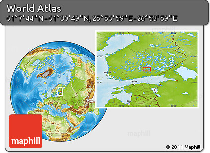 Physical Location Map of the Area around 61° 19' 16" N, 26° 25' 29" E