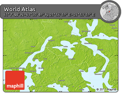 Physical Map of the Area around 61° 19' 16" N, 26° 25' 29" E