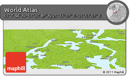 Physical Panoramic Map of the Area around 61° 19' 16" N, 26° 25' 29" E